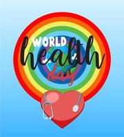 världshälsodag med regnbåge runt jorden vektor