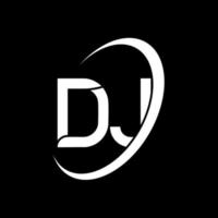 DJ-Logo. DJ-Design. weißer DJ-Brief. DJ-Brief-Logo-Design. anfangsbuchstabe dj verknüpfter kreis monogramm-logo in großbuchstaben. vektor