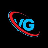 vg logotyp. vg design. blå och röd vg brev. vg brev logotyp design. första brev vg länkad cirkel versal monogram logotyp. vektor