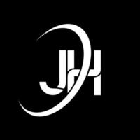 J H logotyp. j h design. vit J H brev. J H brev logotyp design. första brev J H länkad cirkel versal monogram logotyp. vektor