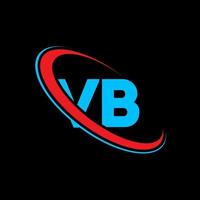 vb logotyp. vb design. blå och röd vb brev. vb brev logotyp design. första brev vb länkad cirkel versal monogram logotyp. vektor