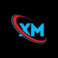 xm logotyp. xm design. blå och röd xm brev. xm brev logotyp design. första brev xm länkad cirkel versal monogram logotyp. vektor