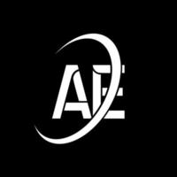 ae-Logo. ae-Design. weißer ae-buchstabe. ae-Buchstaben-Logo-Design. Anfangsbuchstabe ae verknüpfter Kreis Monogramm-Logo in Großbuchstaben. vektor