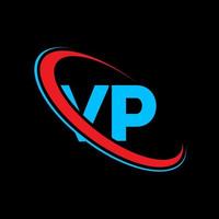 vp-Logo. vp-Design. blauer und roter vp-buchstabe. vp-Brief-Logo-Design. Anfangsbuchstabe vp verknüpfter Kreis Monogramm-Logo in Großbuchstaben. vektor