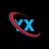 yx logotyp. yx design. blå och röd yx brev. yx brev logotyp design. första brev yx länkad cirkel versal monogram logotyp. vektor