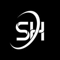 sh-Logo. sh-Design. weißer sh-buchstabe. sh-Buchstaben-Logo-Design. Anfangsbuchstabe sh verknüpfter Kreis Monogramm-Logo in Großbuchstaben. vektor