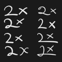 handgezeichneter 2x Symboltextbuchstabe, doppelt schnelleres Symbol im Doodle-Stil vektor