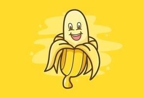 Bananen-Logo-Vektor-Design. maskottchenillustrationsdesign der netten banane vektor