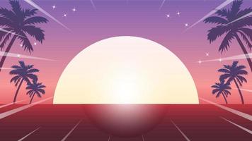 Sonnenuntergang Strand Vektor Illustration Hintergrund