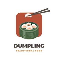 utsökt Jiaozi klimp dämpa belopp vektor illustration logotyp med naturlig bambu clakat