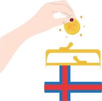 faroe öar hand dragen flagga, färöiska krona hand dragen vektor