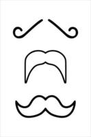 svart översikt mustascher uppsättning isolerat på vit bakgrund. silhuett svart årgång mustasch isolerat på vit bakgrund. symbol av fäder dag, tecken för barberare affär. retro lockigt hipster mustascher. vektor