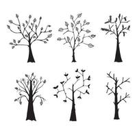 digital illustration av träd med löv och bar vektor