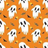 läskigt söt tecknad serie karaktär halloween sömlös design vektor