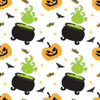 söt tecknad serie karaktär halloween sömlös design vektor