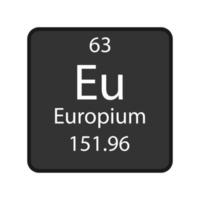 europium symbol. kemiskt element i det periodiska systemet. vektor illustration.