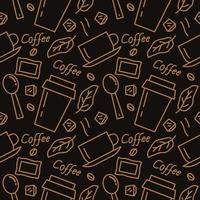Kaffee Café Getränke nahtlose Umrissmuster Hintergrund vektor