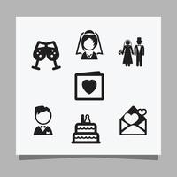 bröllop ikon bilder dragen på papper lämplig för flygblad, inbjudningar och posters vektor