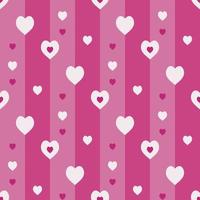 Nahtloses Muster mit rosa Herzen auf gestreiftem rosa Hintergrund. Vektorbild. vektor