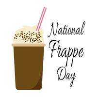 nationaler frappe-tag, idee für plakat-, banner- oder menüdekoration, kaltes kaffeegetränk mit hohem schaum vektor