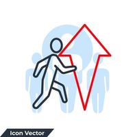 prestation ikon logotyp vektor illustration. affärsman mot pil pekande upp riktning symbol mall för grafisk och webb design samling