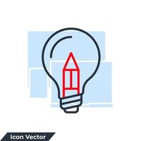 kreativitet ikon logotyp vektor illustration. penna i glödlampa symbol mall för grafisk och webb design samling