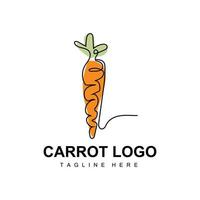 Karotten-Logo-Designlinie Vektor-Stil vegetarisches Obst-Gemüse-Symbol Kochzutaten vektor