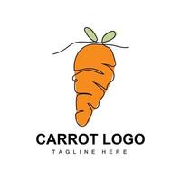 Karotten-Logo-Designlinie Vektor-Stil vegetarisches Obst-Gemüse-Symbol Kochzutaten vektor