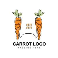 Karotten-Logo-Designlinie Vektor-Stil vegetarisches Obst-Gemüse-Symbol Kochzutaten vektor