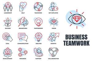 Satz von Business-Teamwork-Symbol-Logo-Vektor-Illustration. ziel, zusammenarbeit, unterstützung, entwicklung, kommunikation, partnerschaft und mehr paketsymbolvorlage für grafik- und webdesignsammlung vektor