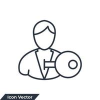 wichtige Mitarbeiter-Symbol-Logo-Vektor-Illustration. Schlüsselsymbolvorlage für Mitarbeiter für Grafik- und Webdesign-Sammlung vektor