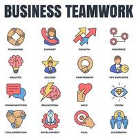 Satz von Business-Teamwork-Symbol-Logo-Vektor-Illustration. ziel, zusammenarbeit, unterstützung, entwicklung, kommunikation, partnerschaft und mehr paketsymbolvorlage für grafik- und webdesignsammlung vektor