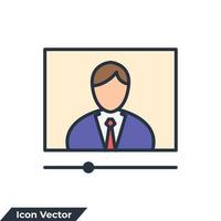 Videokonferenz-Symbol-Logo-Vektor-Illustration. Symbolvorlage für Videounterricht für Grafik- und Webdesign-Sammlung vektor
