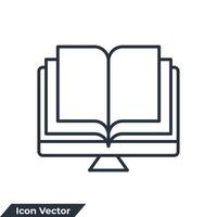 läsa uppkopplad bok på skärm ikon logotyp vektor illustration. uppkopplad läsning symbol mall för grafisk och webb design samling
