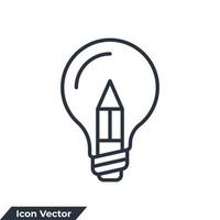 kreativitet ikon logotyp vektor illustration. penna i glödlampa symbol mall för grafisk och webb design samling