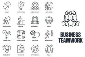 Satz von Business-Teamwork-Symbol-Logo-Vektor-Illustration. zusammenarbeit, fähigkeiten, optimierung, erfahrung, ziel, leistung, karriere und mehr paketsymbolvorlage für grafik- und webdesignsammlung vektor