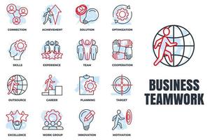 uppsättning av företag lagarbete ikon logotyp vektor illustration. samarbete, Kompetens, optimering, erfarenhet, mål, prestation, karriär och Mer packa symbol mall för grafisk och webb design samling