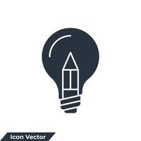 kreativitet ikon logotyp vektor illustration. penna i glödlampa symbol mall för grafisk och webb design samling