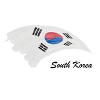 Aquarellmalerei Flagge von Südkorea. Pinselstrich illustrati vektor