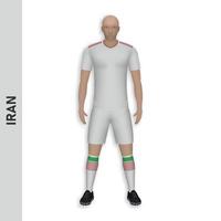 3D-realistisches Fußballspieler-Mockup. iran fußballmannschaft kit templa vektor