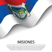 Wehende Flagge von Misiones ist eine Region Argentiniens auf weißem Hintergrund vektor