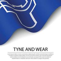Wehende Flagge von Tyne and Wear ist eine Grafschaft Englands auf weißem Bac vektor