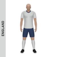 3d realistisk fotboll spelare mockup. England fotboll team utrustning tem vektor
