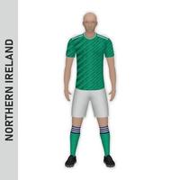 3d realistisk fotboll spelare mockup. nordlig irland fotboll te vektor