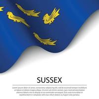 Wehende Flagge von Sussex ist eine historische Grafschaft Englands auf Weiß vektor