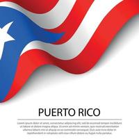 wehende Flagge von Puerto Rico auf weißem Hintergrund. Banner oder Band vektor