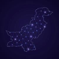 digitale Netzwerkkarte von Pakistan. abstrakte verbindungslinie und punkt vektor