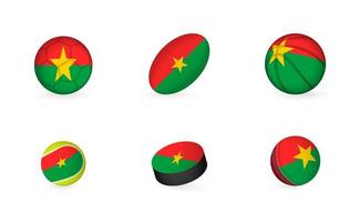 Sportgeräte mit Flagge von Burkina Faso. Sport-Icon-Set. vektor