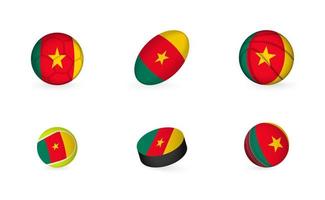 sporter Utrustning med flagga av Kamerun. sporter ikon uppsättning. vektor
