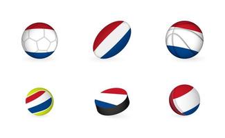 sporter Utrustning med flagga av nederländerna. sporter ikon uppsättning. vektor